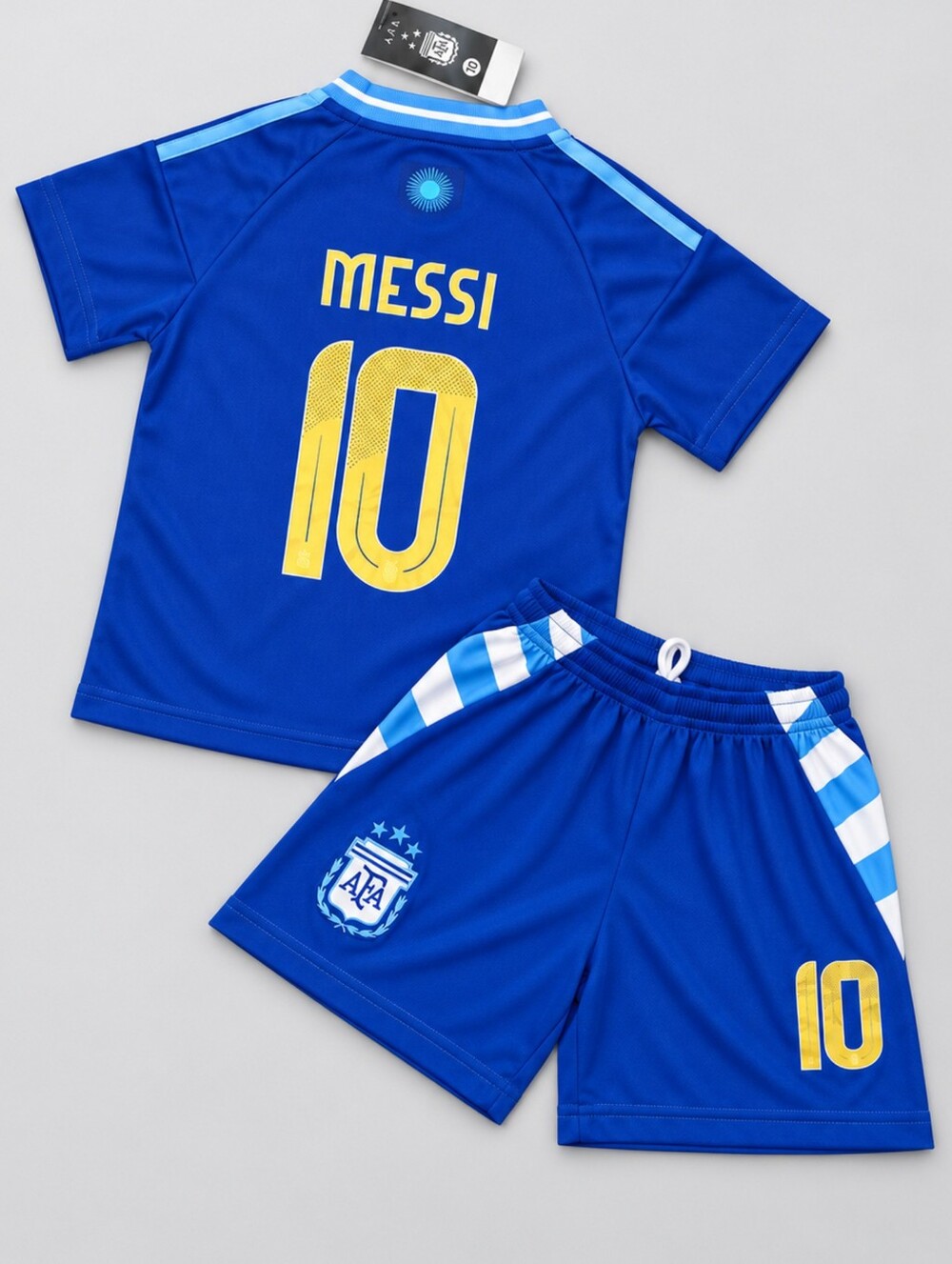 Kids Argentina Messi #10 Soccer Jersey Shorts Set Youth Ages 5–14 New
